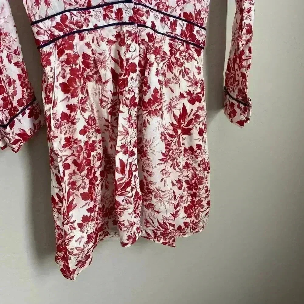 FRNCH Floral Print V-Neck Dress Red Size Small‎